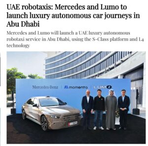 Premium Robotaxis Coming to Abu Dhabi in 2026: The S-Class of Self-Driving Signals a New Real Estate Reality